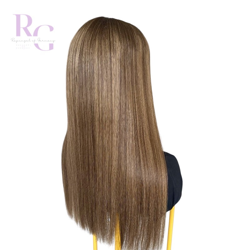 Ella / Essentials Collection / Echthaarperücke mit Lace Top in Mittelbraun mit Highlights
