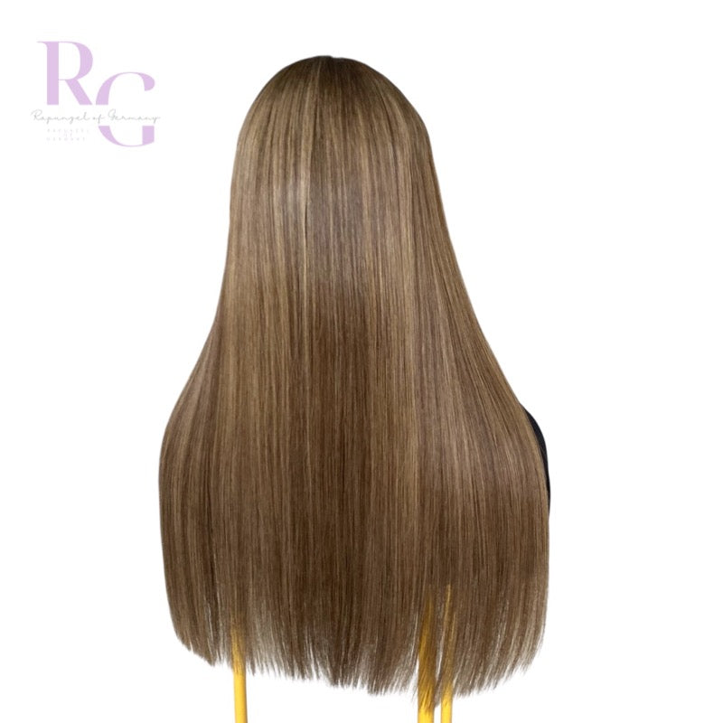 Ella / Essentials Collection / Echthaarperücke mit Lace Top in Mittelbraun mit Highlights