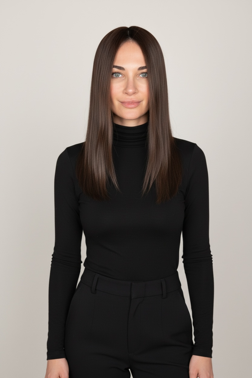 Kim / Essentials Collection / Silktopper Echthaar in dunkelbraun