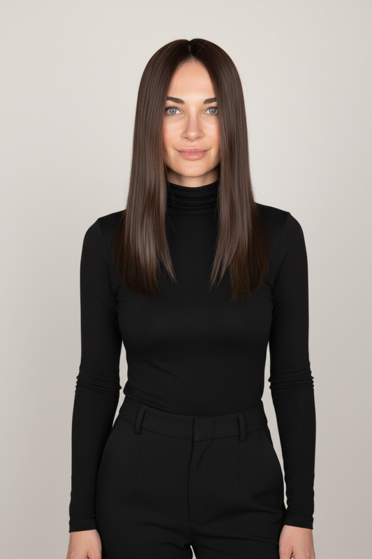 Kim / Essentials Collection / Silktopper Echthaar in dunkelbraun